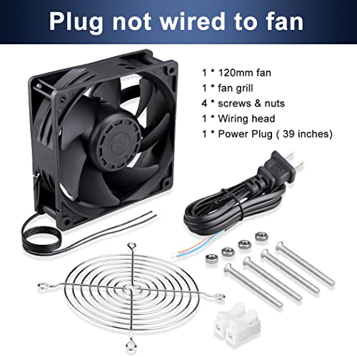 Wathai EC Industrial Case Fan 120mm x 38mm AC 110V 120V Cooling Fan | 110V - 240V Brushless Muffin Axial Fan Dual Ball Big Airflow 116 CFM 120x120x38mm for External Electronics Cooling - style: 120x38mm