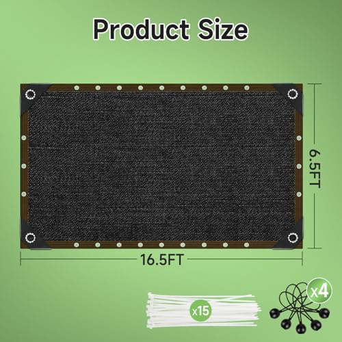 70% Shade Cloth 6.5ftx16ft Anti-Aging Sun Mesh UV Resistant Net, Sunblock Garden Tarp for Plant Cover, Greenhouse, Barn or Kennel, Flowers, Plants, - size: 6.5ftx16ft