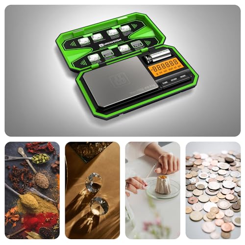 Digital Pocket Scale 200g/0.01g, Digital Scale Grams Precision | Jewelry Scale,Coins Scale with 50g Cal Weights for Powder,small items,Tea,Jewelry,Coins (Battery Included)-Fluorescent Green - color: Fluorescent Green