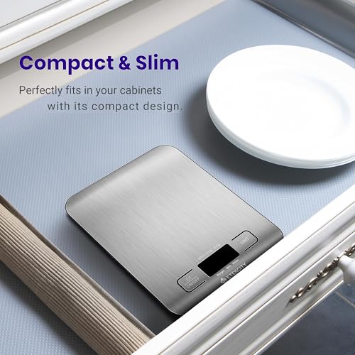 Etekcity Food Kitchen Scale, Digital Grams and Ounces, 11lb | Tare function, ideal for baking, weight loss, keto, meal prep, packages, liquids and jewelry, 304 Stainless Steel - color: Stainless Steel