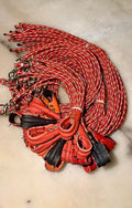 Adjustable Poultry Tie Cords for Gallos, White Rope with Leather Loops, 5 Pack Set