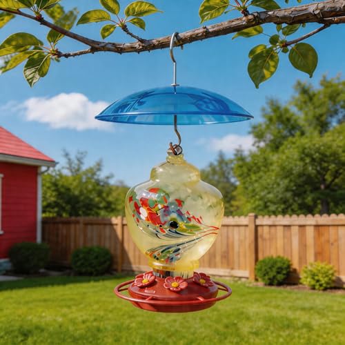 8" Mini Plastic Rain Cover for Bird Feeder, Blue Weather Guard Baffle Dome | Stainless Hooks, Small Protective Shield for Hanging Outdoors, Bird House Protector against Rain/Snow/Sun/Poop, Dia. 20cm - color: Blue, size: 1PC/Pack