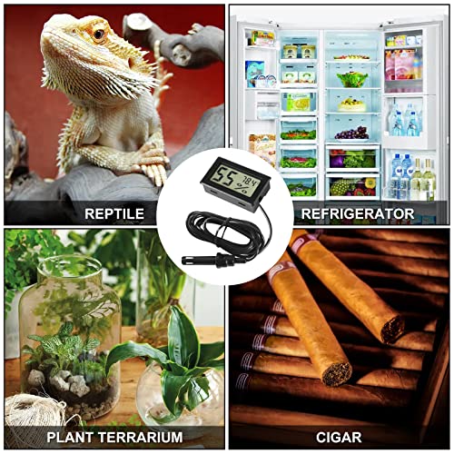4 Pcs Mini Digital Hygrometer Thermometer Gauge with Probe TPM-10 LCD Display Temperature Fahrenheit Humidity Meter for Incubator Reptile Plant Terrarium Humidor Guitar Case Greenhouse - color: Black 4PCS