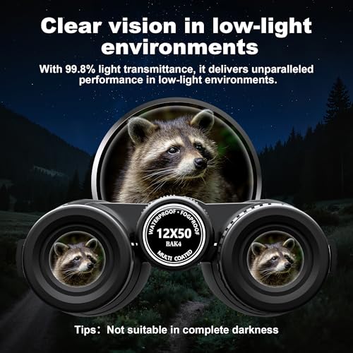 Leacco 12x50 High Powered Binoculars for Adults | Binoculars with Clear Low Light Vision for Bird Watching Hunting Camping Travel Cruise Hiking Sports Stargazing