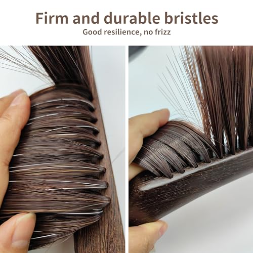 Hand Broom Brush, Dust Brush for Cleaning, Wood Block Hand Brush, Soft Bristle Cleaning Brush for Car Bed Furniture Clothes Garden Couch Draft (Curved Handle)