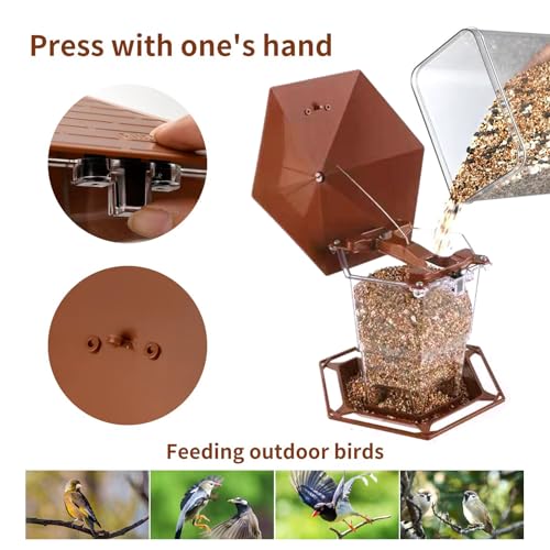 Jealoeur Bird Feeders for Outdoors Hanging Bird Feeder Wild Birds Seed, Brown - color: Brown