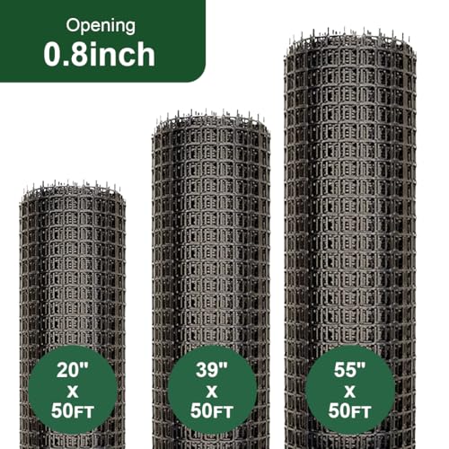 Heavy Duty Plastic Fence Roll 39" x 50' - 0.8x0.8 Inch Chicken Wire Mesh, Reusable Fencing for Garden, Rabbit/Poultry Protection, Balcony & Plant Defense (Black) - size: 39" x 50'