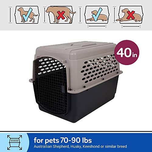 Petmate Vari Dog Kennel - Portable Dog Carriers & Crates for Large Dogs, Airline-Friendly, Durable Plastic, Pet Carrier For Home and Travel, 40 Inches, Taupe and Black - size: 40"L x 27"W x 30"H