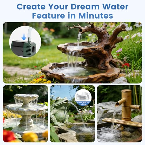 20W Solar Fountain Pump, 160GPH Solar Powered Water Pump with Adjustable Flow, Solar Pond Pump with 16.4FT Cord & Tubing for Pond, Waterfall, Garden, Bird Bath & Outdoor Water Features - size: 20W
