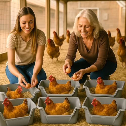 Reallnaive 6 Pcs Washable Chicken Nesting Box, Floor Durable Chicken Coop Accessories Easy Clean Plastic Square for Hens Ducks and Poultry for Egg Collection Backyard
