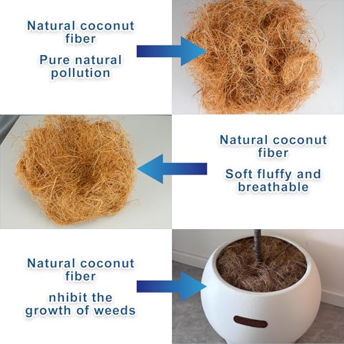 Long Coconut Husk Fiber Mulch Silk for Orchids Clean Coconut Shell Moss Covering 0.66 Pounds (Pack of 2) - size: 300 grams/0.66 pounds (Pack of 2)