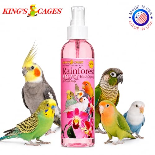 King's Cages Rainforest Pink Mist 8 oz. Bath Spray Hawaiian Hibiscus Scent for Small Bird Feather Conditioning and Daily Grooming Use - size: Pack of 1