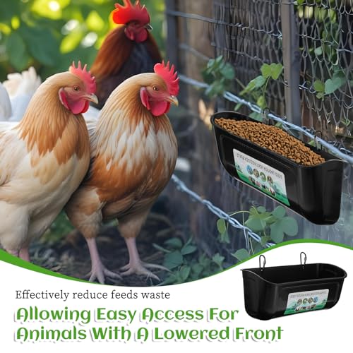 MAQUITA 6 PCS Hanging Chicken Feeder Trough for Goat Sheep Deer Poultry Duck Chicken Fence Feeder Livestock Feeding Container Goats Supplies Feeders Waterer Bucket