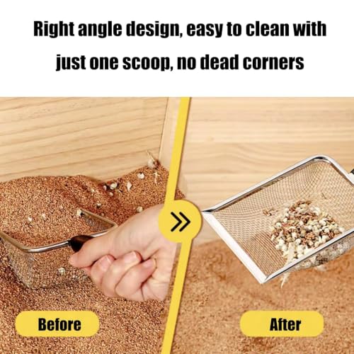 Chicken Poop Scooper for Coop, 2 Pack Chicken Coop Shovel | 0.15 Inch & 0.2 Inch Mesh, Metal Chicken Coop Rake and Scoop Tool, Sifting Shovel for All Litter Types, Anti-Slip
