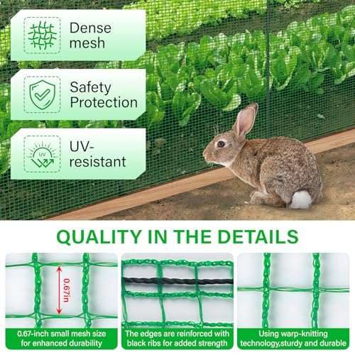 Temporary Fence with Posts, 4‘x100‘ Animal Barrier Dog Portable Fencing | with Fiberglass Stake Windbreak Rope,Safety Snow Plastic Netting for Garden Backyard Outdoor for Chickens or Other Animals - size: 4x100FT