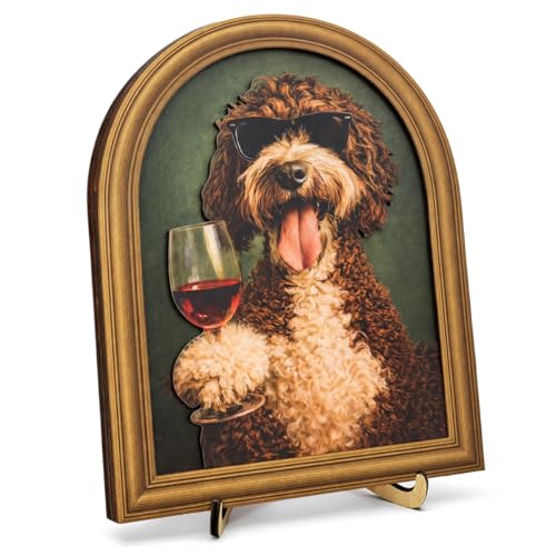 3D Funny Gentleman Dog Wall Art Sign for Bar Decor, Drinking Dog Portrait Wall Decor, 8x10 Inch - color: Dog-2