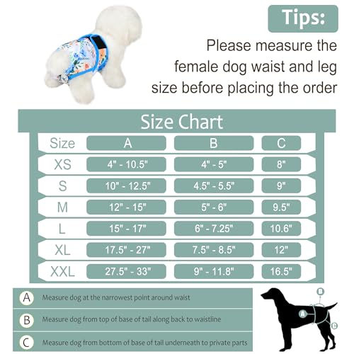 Dog Diapers Female- Reusable Diapers for Doggie in Heat - Highly Absorbent for Pet Incontinence with Adjustable Snaps Green, S - color: Colorful Flowers, size: Small（New Born-11.5“Waist）