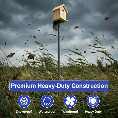 Bird Feeder Pole, Heavy Duty Metal Stand, 5-Prong Base for Extra Stability, Adjustable Height, Rustproof Outdoor Garden Pole, Tool-Free Assembly, 95 Inch - size: 95 INCH