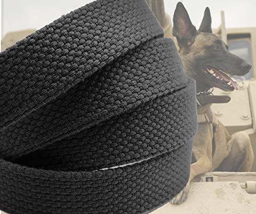 6ft Heavy Duty Tactical Dog Leash Military Black Cotton K9 Dog Leash | Medium Large Dog Leash Strong for Outdoor Walking Hunting Hiking, Thick Webbing No Tangle Metal Hook - color: black