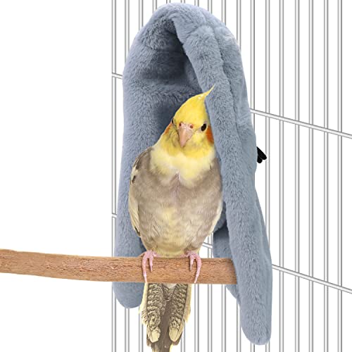 Cozy Bird Blanket Parrot Cage Snuggle Hut Warm Bird Nest House Bed Hanging Hammock for Parakeet Cockatiel Conure African Grey (Large, Grey) - size: Large