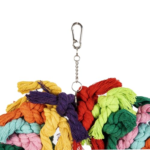 Parrot Swing for Large Birds | Colorful cotton rope hanging ring. Fits African Grey, Cockatoo, Conure, Parakeet. Encourages chewing, exercise, snuggling. - size: Parrot Swing