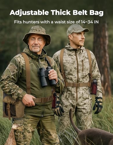 KEMIMOTO Dove Hunting Belt, Tactical Shell Pouche Dove Belt | Shoulder Strap, Breathable Design & 4 Pouches for Tools, Accessories and Gear, Ideal for Hunting, Fishing & Dog Training - color: Brown