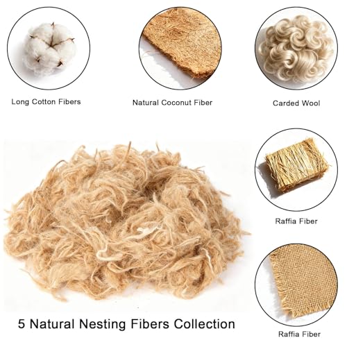 Natural Bird Nesting Materials, 4 Kinds Mixed Fibers (Jute, Hemp, Cotton, Grass), Professional Ratio Safe Nesting Pads for Budgies, Parrots, Finches, Canaries & Other Small Birds (200g/7oz) - style: 200g Natural Bird Nesting Materials
