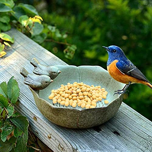 Small Ceramic Birdbath Bowl, 5.9 Inches Wild Bird Feeder Food Holder Container Bird Feeding Tray for Outside Bee Water Bath Outdoor Garden Decor