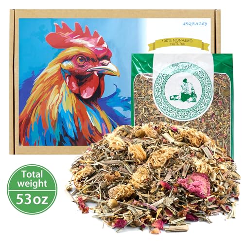 53oz Luxury Chicken Nesting Herbs, 7 Natural Floral & Herbal Blend Nesting Herbs for Chicken Coop Living Bedding, Pads, Boxes and Hen Coop Accessories, Calm Hens, Better Egg Quality - size: 52oz