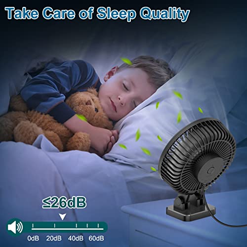 JZCreater USB Desk Fan, Mini Portable, 3 Speeds Desktop Table Cooling, Plug in Power, Rotation Strong Wind, Quiet Personal Small for Home Office Travel Bedroom, Black - color: Black Black
