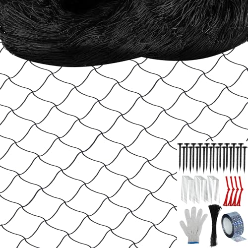 Unves 50 x 50 Ft Bird Netting, 2.4" Square Mesh Bird Net for Chicken Coop, Nylon Heavy Duty Poultry Netting Garden Protection for Chicken Run, Protect Plants Fruit Trees from Deer and Animals - size: 50' x 50'