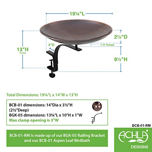 Achla Designs Burnt Copper Birdbath Bowl - color: Teal