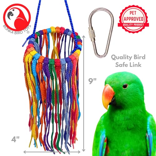 Bonka Bird Toys 51213 Large Aglet Heaven 9" Hanging Cotton Shoelace Ring Toy for Medium to Large Birds Like Eclectus Amazons African Greys - size: Large