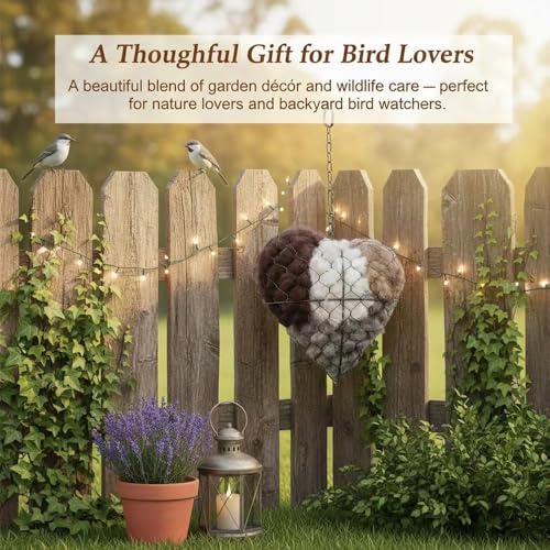 Handmade Fiber Bird Nesting Heart, Birds Nests Material Holder, Bird Nesting Material Includes Plush Fabric and 40g Cotton-Linen Blend Filling, Outside Gifts for Birds Lovers (2 Set) - color: 2 Set