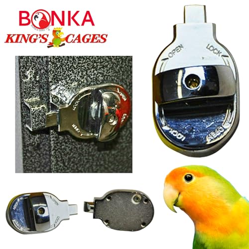 Kings Cages 1334 Lock 6 Round Feeder Door Lock – Durable Chrome-Plated Steel, 2 1/8" x 1 1/4", Secure Feeder Door Closure for Birdcages, Prevents Escape & Tampering