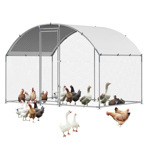 VEVOR Large Metal Chicken Coop with Run, 9.8 x 6.5 x 6.5ft Walkin Chicken Coop for Yard with Waterproof Cover, Dome Roof Large Poultry Cage for Hen House, Duck Coop and Rabbit Run - size: 118.1"L x 78.7"W x 78.7"H