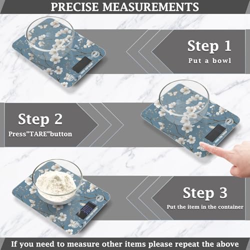 Food Scale Kitchen Scale Food Weight Scales Digital Weight Grams and Ounces Small Electronic Food Scale for Baking Cooking Blue Flowers Butterfly - color: Blue Flowers Butterfly