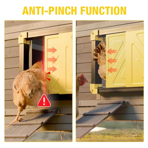 Aivituvin Automatic Chicken Coop Door, Solar-Powered with Heating & Anti-Pinch Function, All-Coop Compatible (Black)