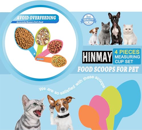 HINMAY Pet Food Scoops Plastic Measuring Cups Set for Dog Cat and Bird Food | Use for measuring pet food portions (dog, cat, bird, etc.) or even ingredients while cooking or baking