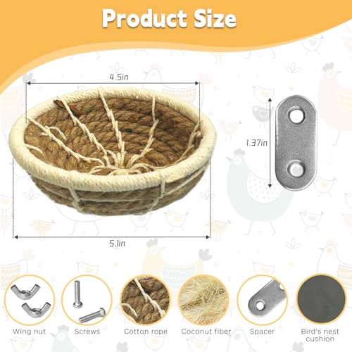 kathson Hemp Rope Weave Bird Breeding Nest Bed for Parakeet Cockatiel Canary Lovebird and Small Parrot Cage Hatching Nesting Box（Beige） - size: Beige
