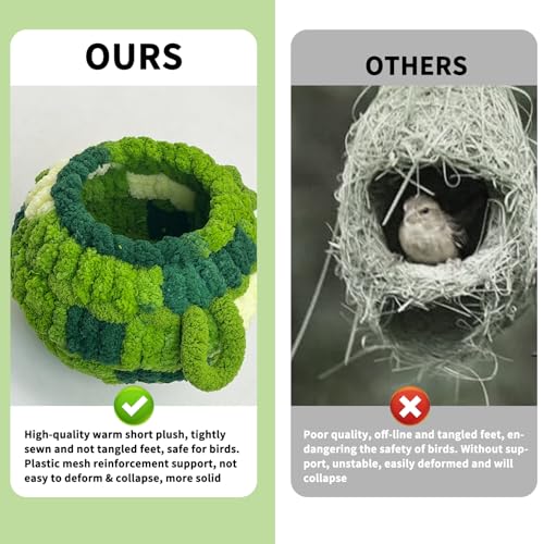 Hamiledyi Bird Nest Warm Snuggle Hut Bird Bed Fluffy Bird Sleeping Bed Parrot Nest Hammock Bird Shed Hut House Plush Snuggle Bird Hammock for Parakeets Cockatiels Conures Lovebirds (Medium) - size: Medium