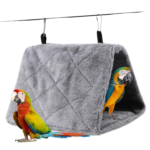 Warm Bird Nest House, Bed for Cage Accessories, Parakeet Toy Hammock | Plush Parrot Hanging Hut Tent for Conure Cockatiel Lovebird Cockatoo (M, 9.4*5.9*7.08in)