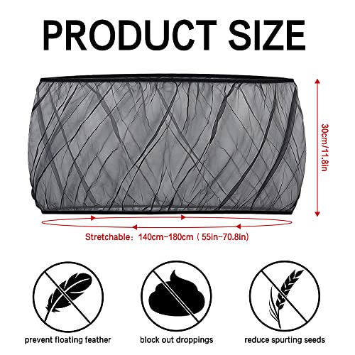Universal Bird Cage Seed Catcher, Elasticity Airy Gauze Guard Net Cover, Soft Parrot Mesh Skirt Cover, for Round Square Cages (Black, L) - color: black, L