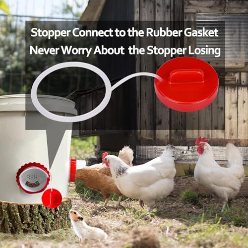 6 Pack Chicken Feeder Port Kit, No Waste Rainproof Poultry Feeder | DIY kit, automatic poultry feeder ports; angled port stops feed waste; rainproof cover; BPA free; for hens ducks geese - size: 6-Pack
