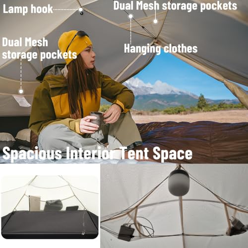 Naturehike Mongar 2 Person UL Camping Tent | PU2000mm+ Waterproof 1-2 Person Backpacking Tent, Ventilation System, Multi-Mode Double-Layer Freestanding for Hiking Travel - color: Green, size: 1 person
