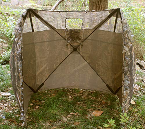 AUSCAMOTEK Pop Up Ground Blind for Deer Duck Turkey Hunting Portable Quick Setup Lightweight Green/Brown/Dry Grass Ground Peg Included - color: Brown Leave