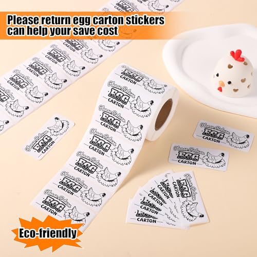500pcs Chicken Egg Carton Labels Stickers, Rectangular Please Return Egg Carton Sticker Farm Fresh Egg Carton Labels Egg Packaging Stickers for Box Container Carton Farm Supplies