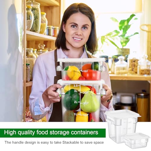 FoldTier 2 Pieces Square Food Storage Containers Polycarbonate Clear food Container with Lid Commercial Storage with Graduations for Commercial Kitchen Dough Marinating Meat (White,2 Qt,4 Qt) - color: White, size: 2 Qt,4 Qt