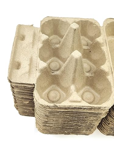 Azatemgo Half Dozen Egg Cartons 40 Pack Pulp Fiber - 6 Count Tray, Solid Reusable Eggs Containers