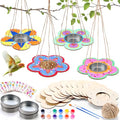 CroBlissful 12 Pack Bird Feeder Craft Kits for Kids DIY Your Own Bird Feeders with Paint and Paintbrushes Wooden Arts and Crafts for Kid Ornaments to Paint Feeders Craft for Garden(Flower Shape) - style: Flower Shape